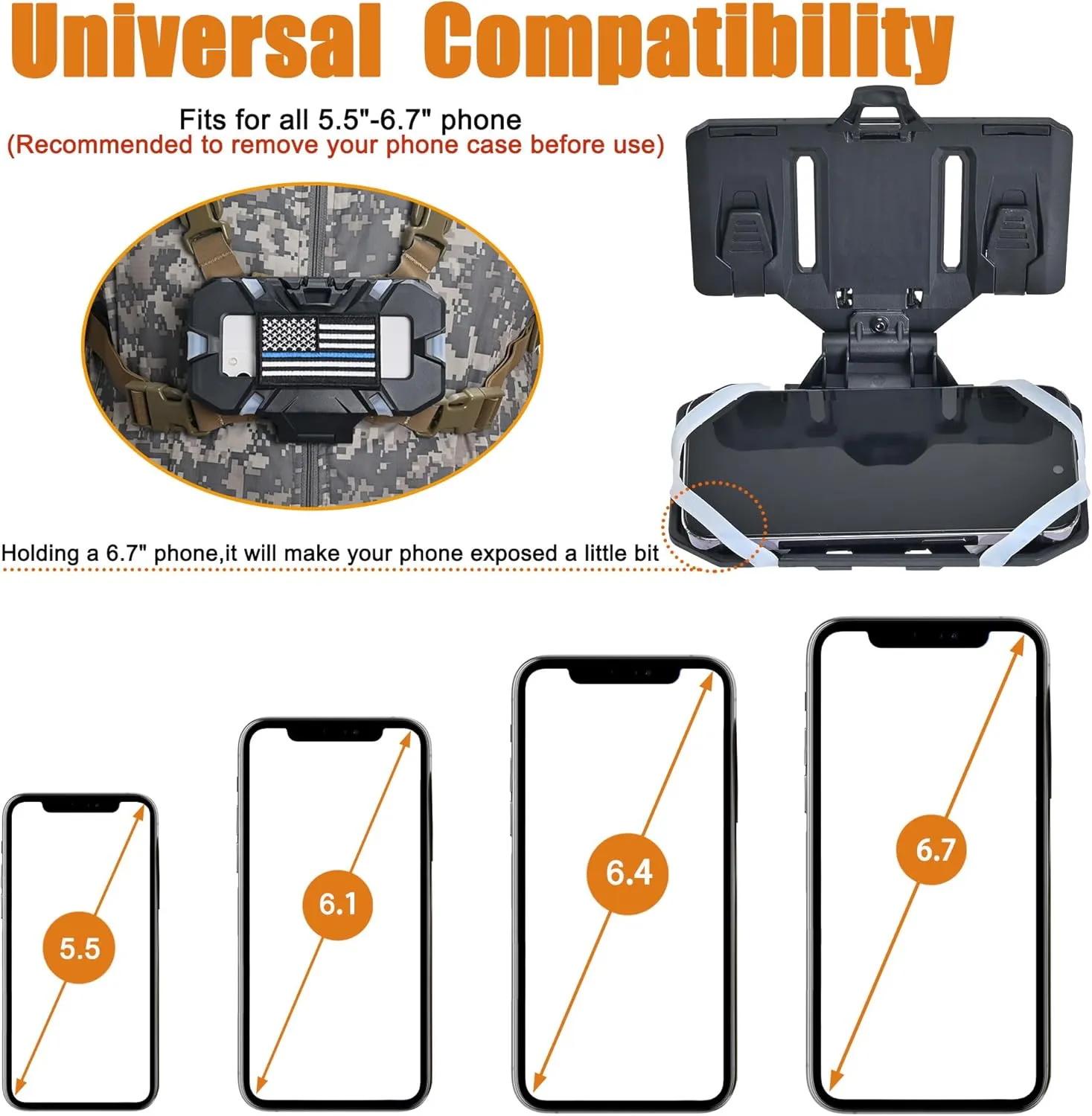 Tactical Plate Carrier Phone Mount, Universal Molle Phone Holder,Tactical Phone Holder Foldable Navigation Board for Tactical Vest Attachments
