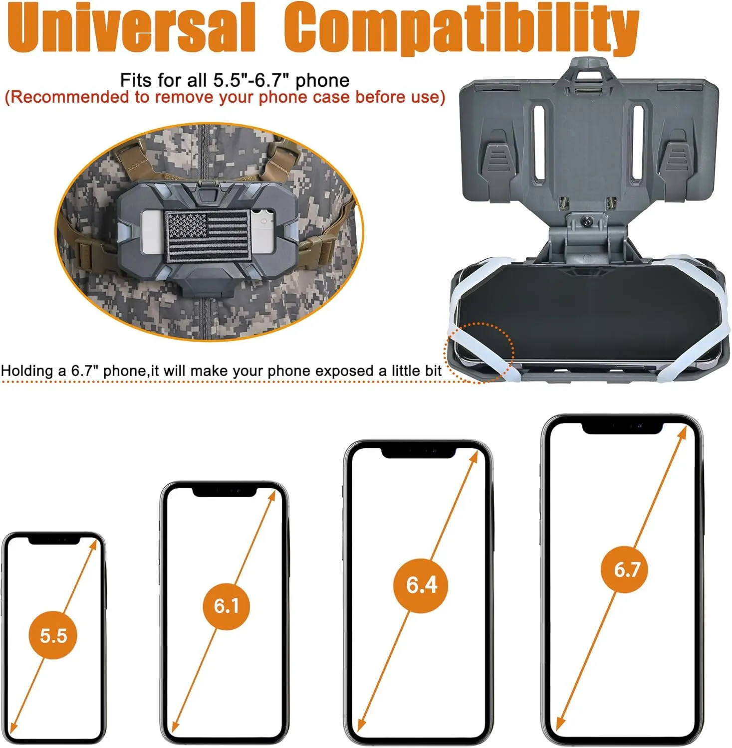 Tactical Plate Carrier Phone Mount, Universal Molle Phone Holder,Tactical Phone Holder Foldable Navigation Board for Tactical Vest Attachments