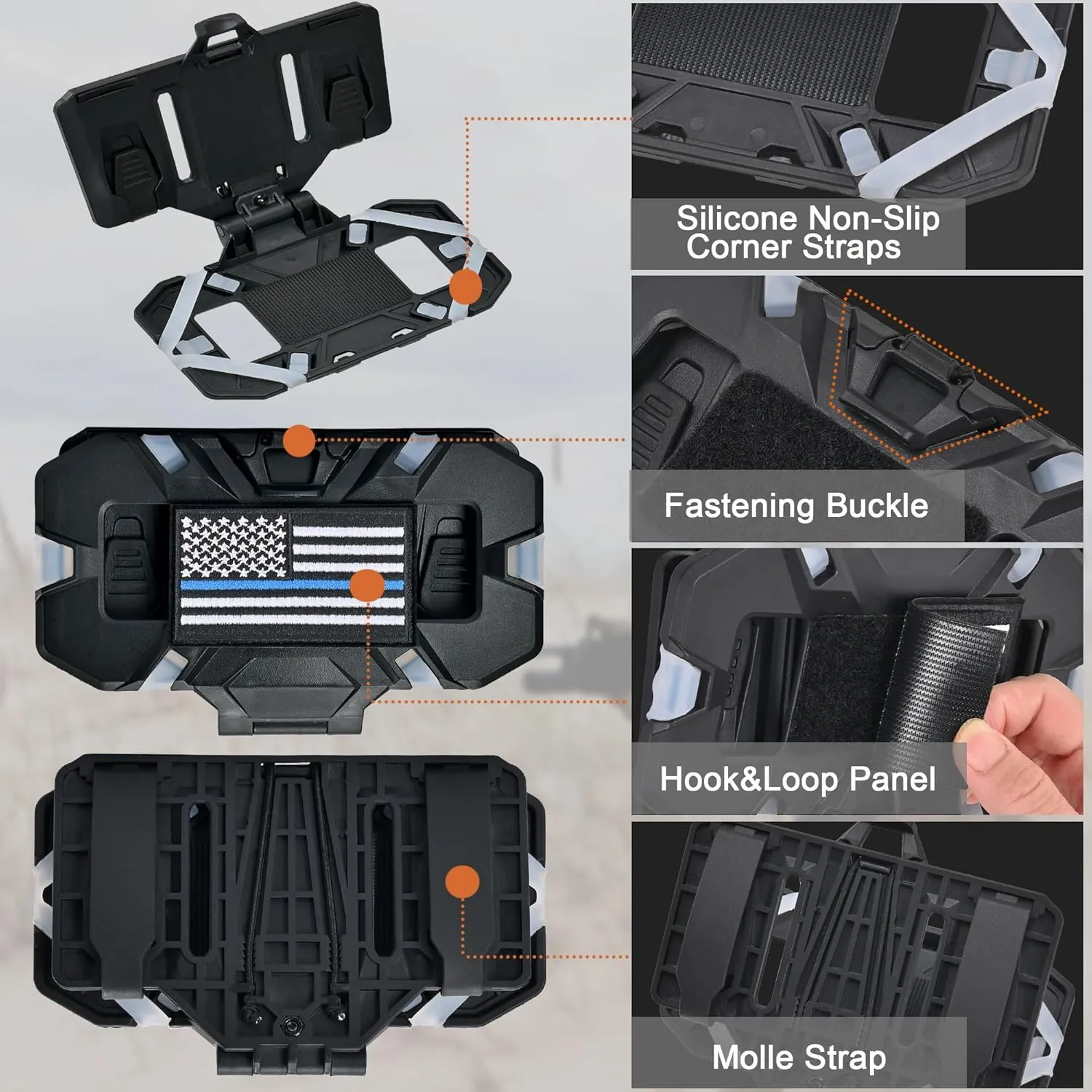 Tactical Plate Carrier Phone Mount, Universal Molle Phone Holder,Tactical Phone Holder Foldable Navigation Board for Tactical Vest Attachments