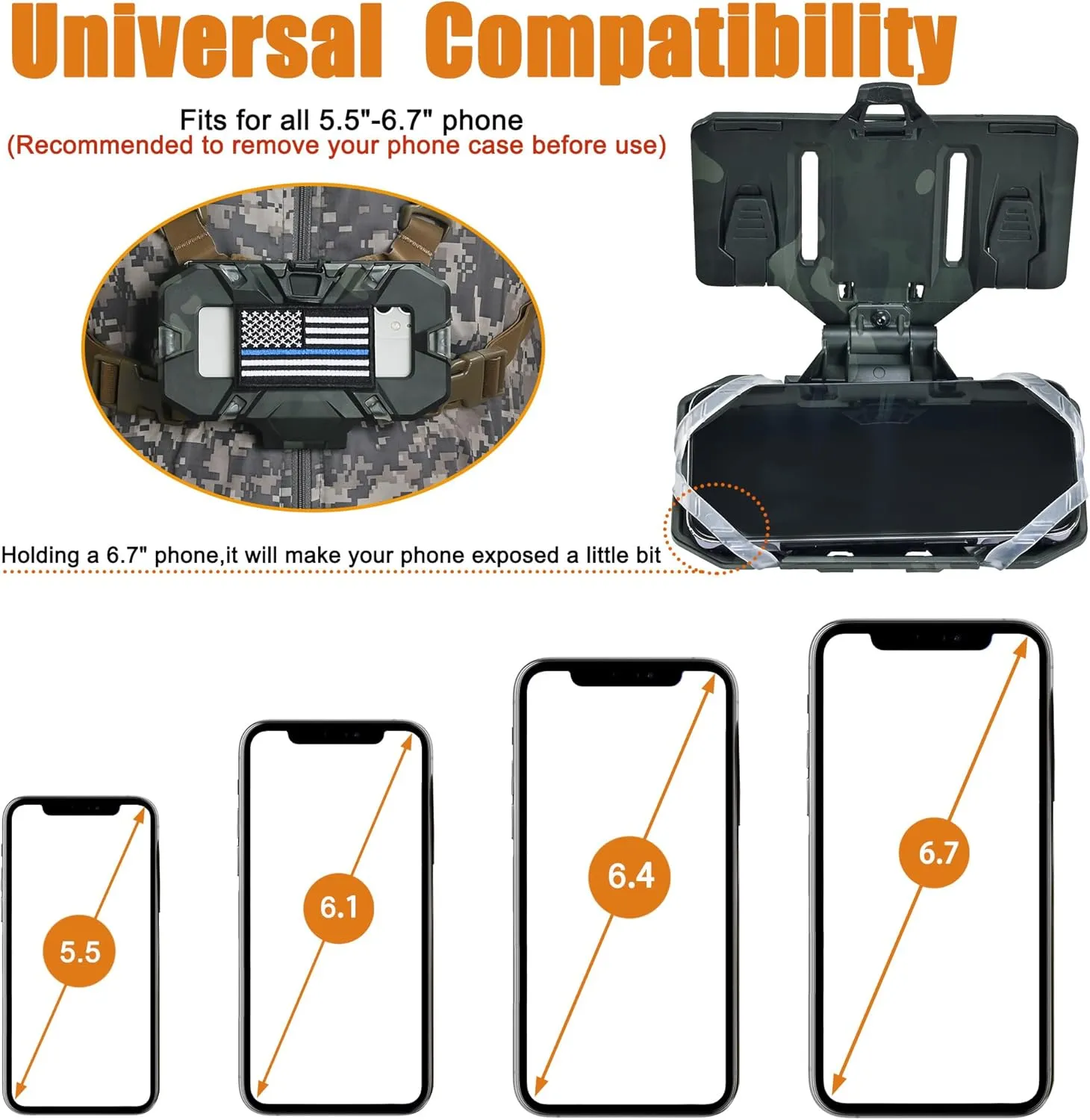 Tactical Plate Carrier Phone Mount, Universal Molle Phone Holder,Tactical Phone Holder Foldable Navigation Board for Tactical Vest Attachments