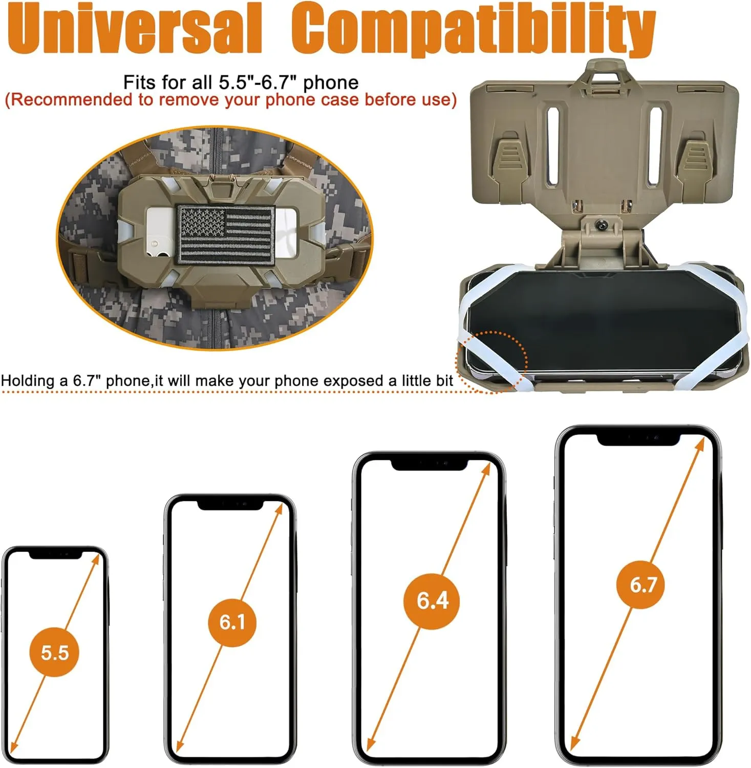 Tactical Plate Carrier Phone Mount, Universal Molle Phone Holder,Tactical Phone Holder Foldable Navigation Board for Tactical Vest Attachments