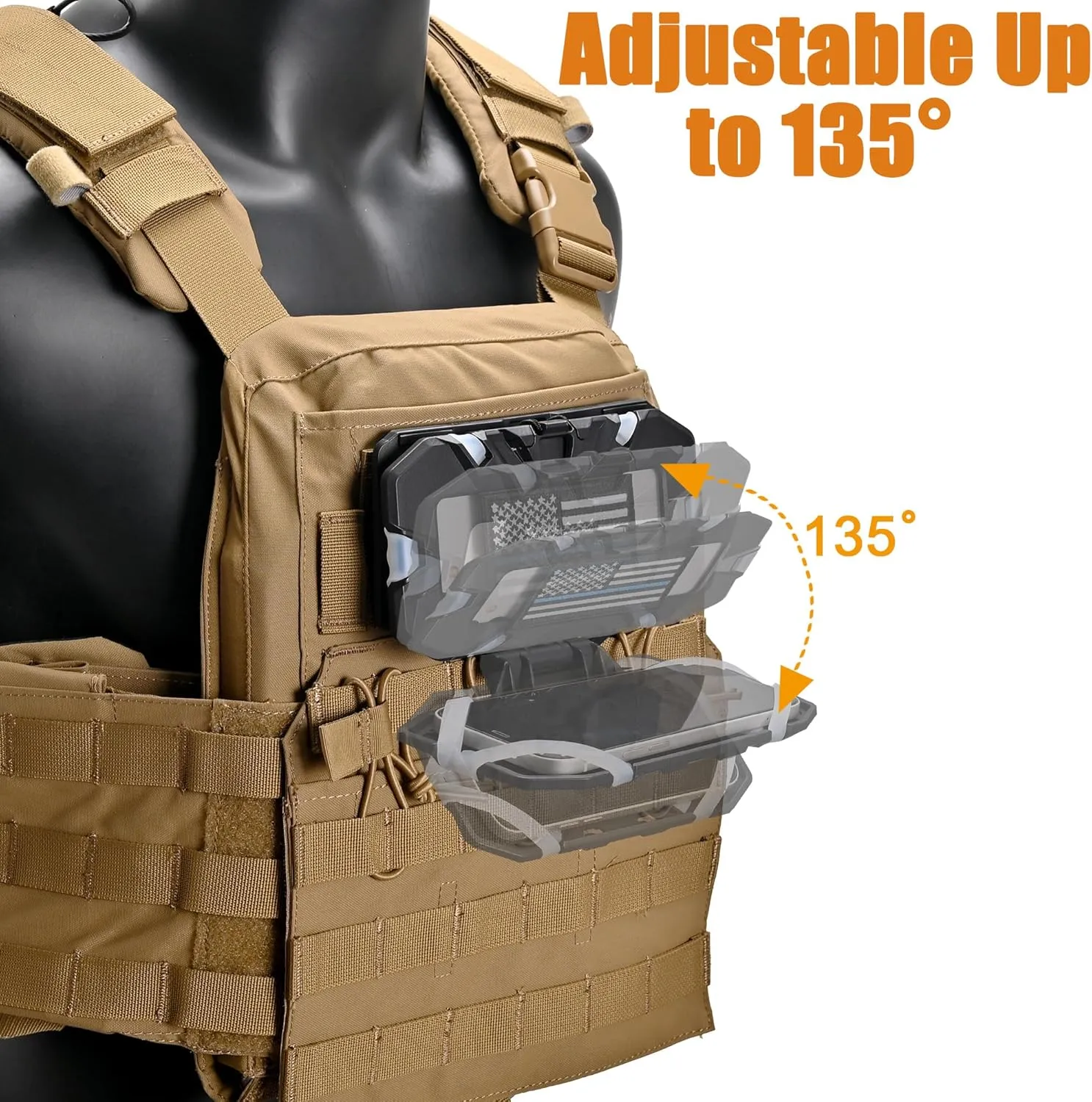 Tactical Plate Carrier Phone Mount, Universal Molle Phone Holder,Tactical Phone Holder Foldable Navigation Board for Tactical Vest Attachments