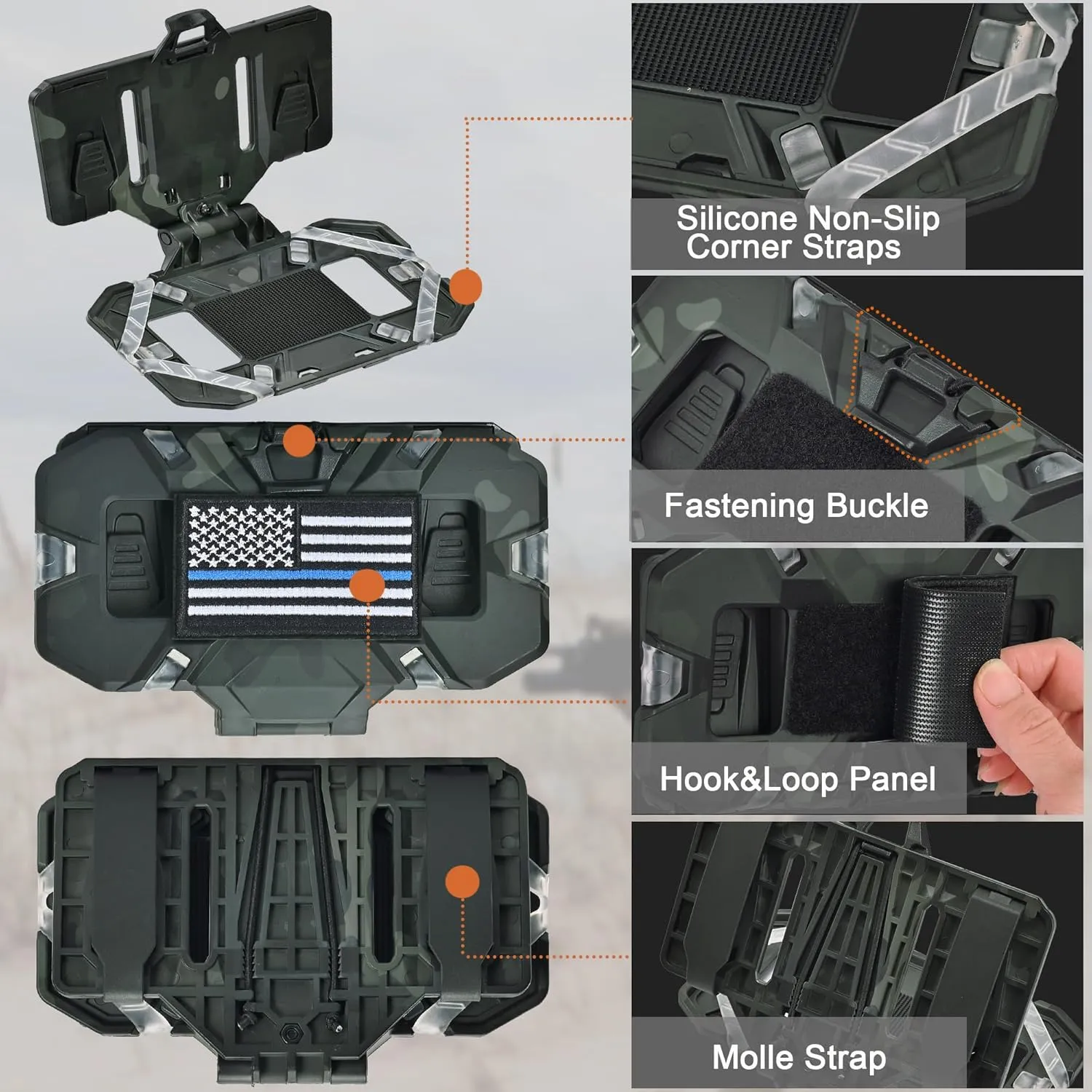 Tactical Plate Carrier Phone Mount, Universal Molle Phone Holder,Tactical Phone Holder Foldable Navigation Board for Tactical Vest Attachments