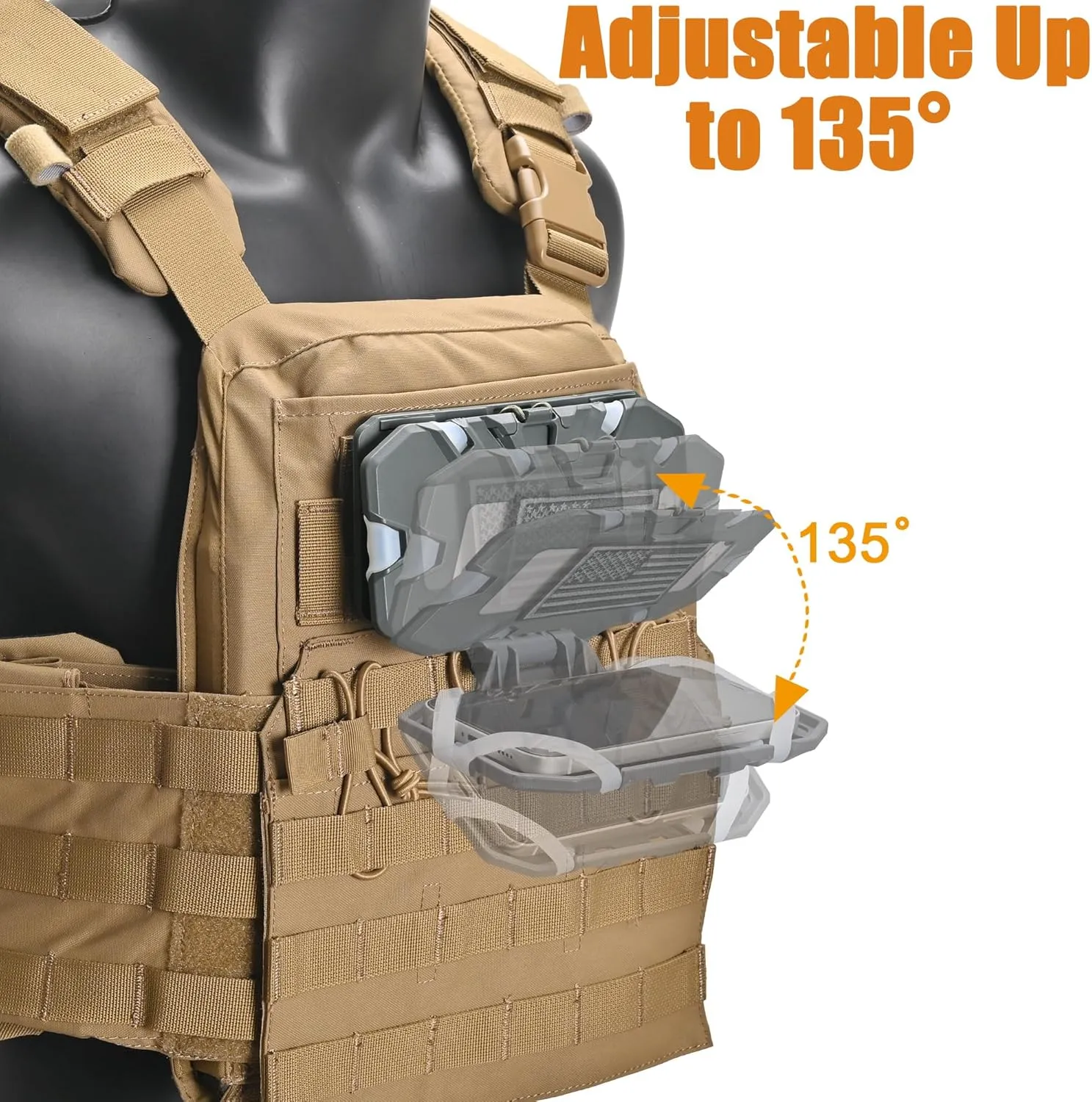 Tactical Plate Carrier Phone Mount, Universal Molle Phone Holder,Tactical Phone Holder Foldable Navigation Board for Tactical Vest Attachments