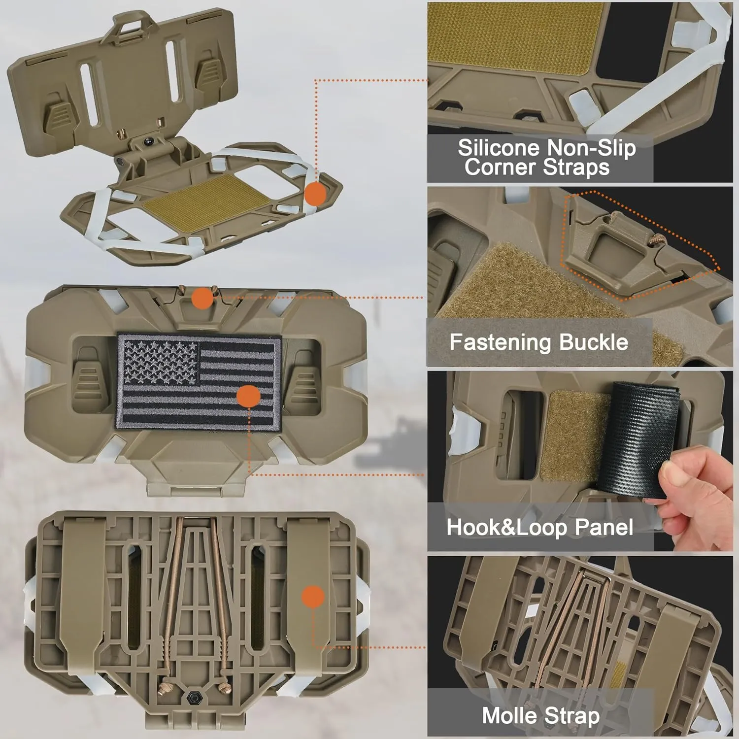 Tactical Plate Carrier Phone Mount, Universal Molle Phone Holder,Tactical Phone Holder Foldable Navigation Board for Tactical Vest Attachments