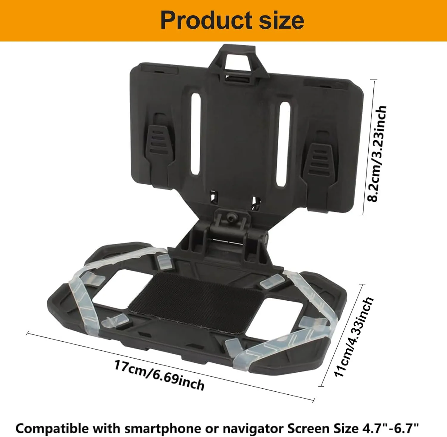 Tactical Plate Carrier Phone Mount - Universal Vest MOLLE Phone Chest Cell Folded Navigation Board - Compatible with 4.7"-6.7" Screens (Black)