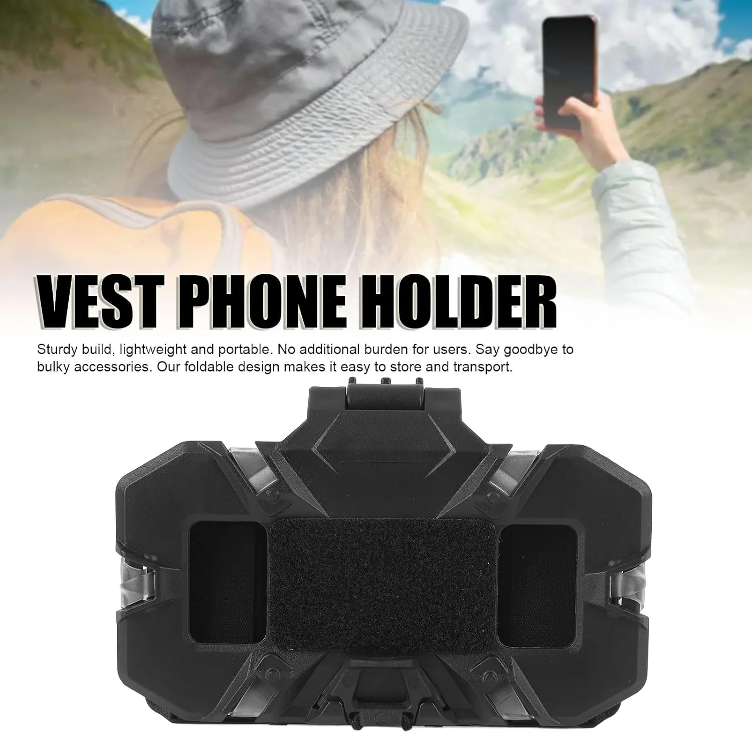 Tactical Plate Carrier Vest Attachments, Universal Phone Chest Mount Foldable Navigation Holder Vest Phone Holder for Screen Size 4.7in-6.7in