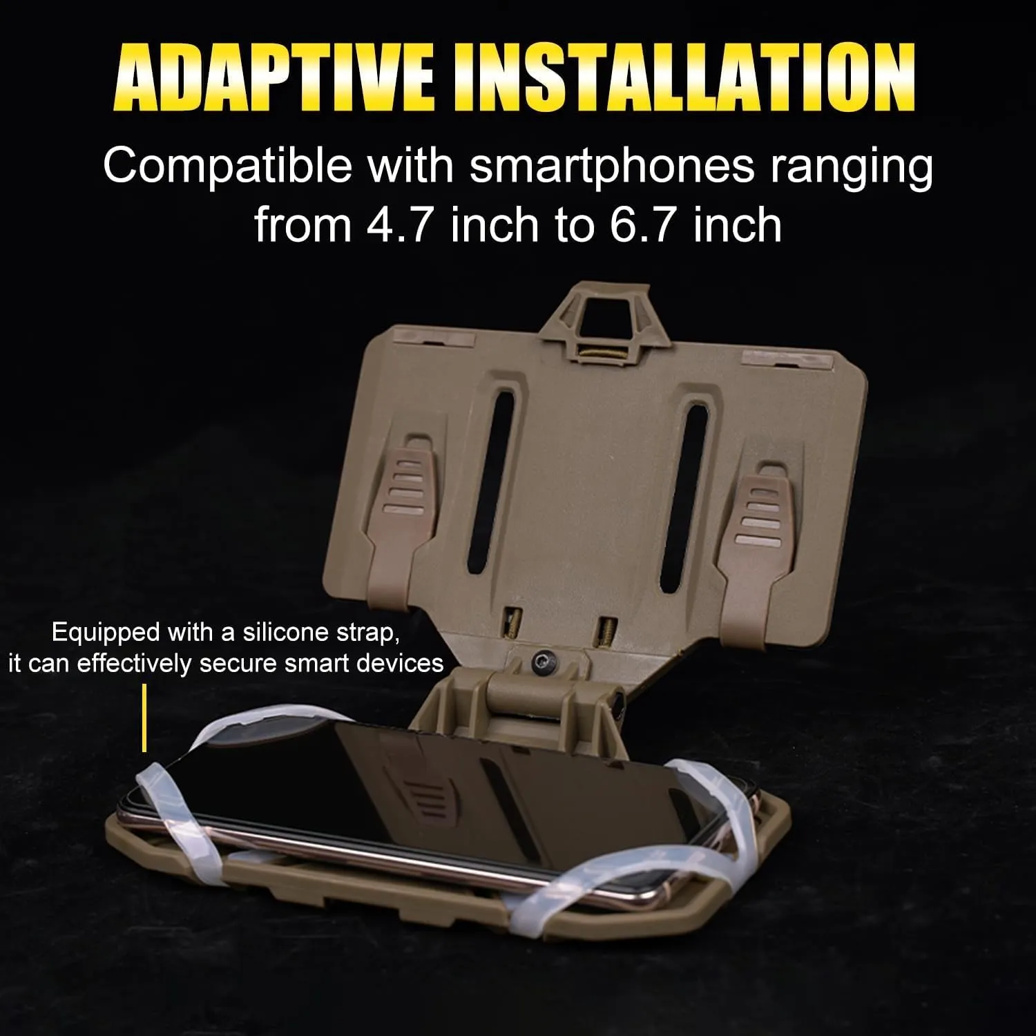 Tactical Plate Carrier Vest Attachments Universal Phone Chest Mount for Screen Size 4.7"-6.7" Molle Foldable Navigation Phone Holder Board