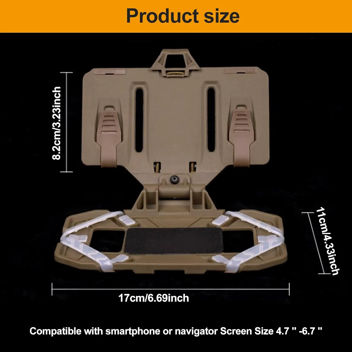 Tactical Vest Phone Holder,Tactical Plate Carrier Phone Mount Vest Attachments,Universal Vest Molle Phone Chest Cell Folded Navigation Board Phone Mount for Screen Size 4.7"-6.7" (Sand)