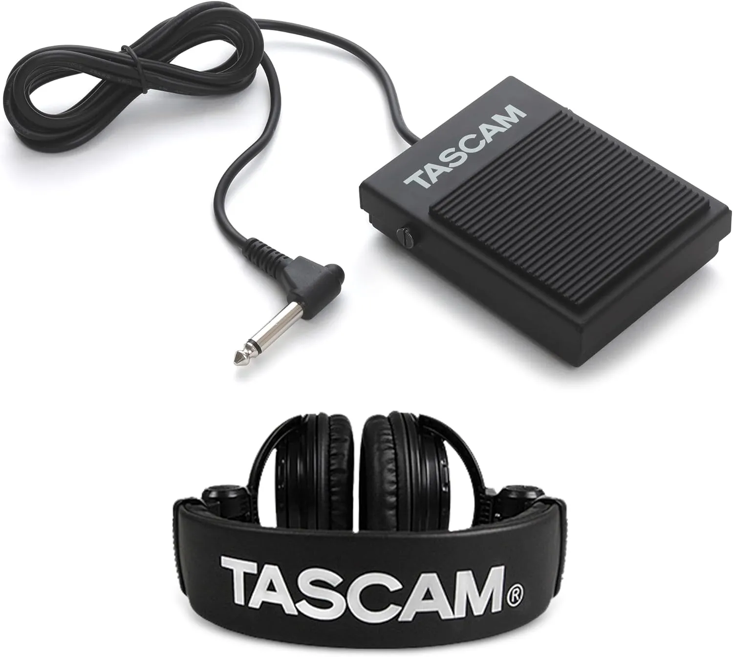 TASCAM RC-1F Foot Switch and Studio Headphones Bundle