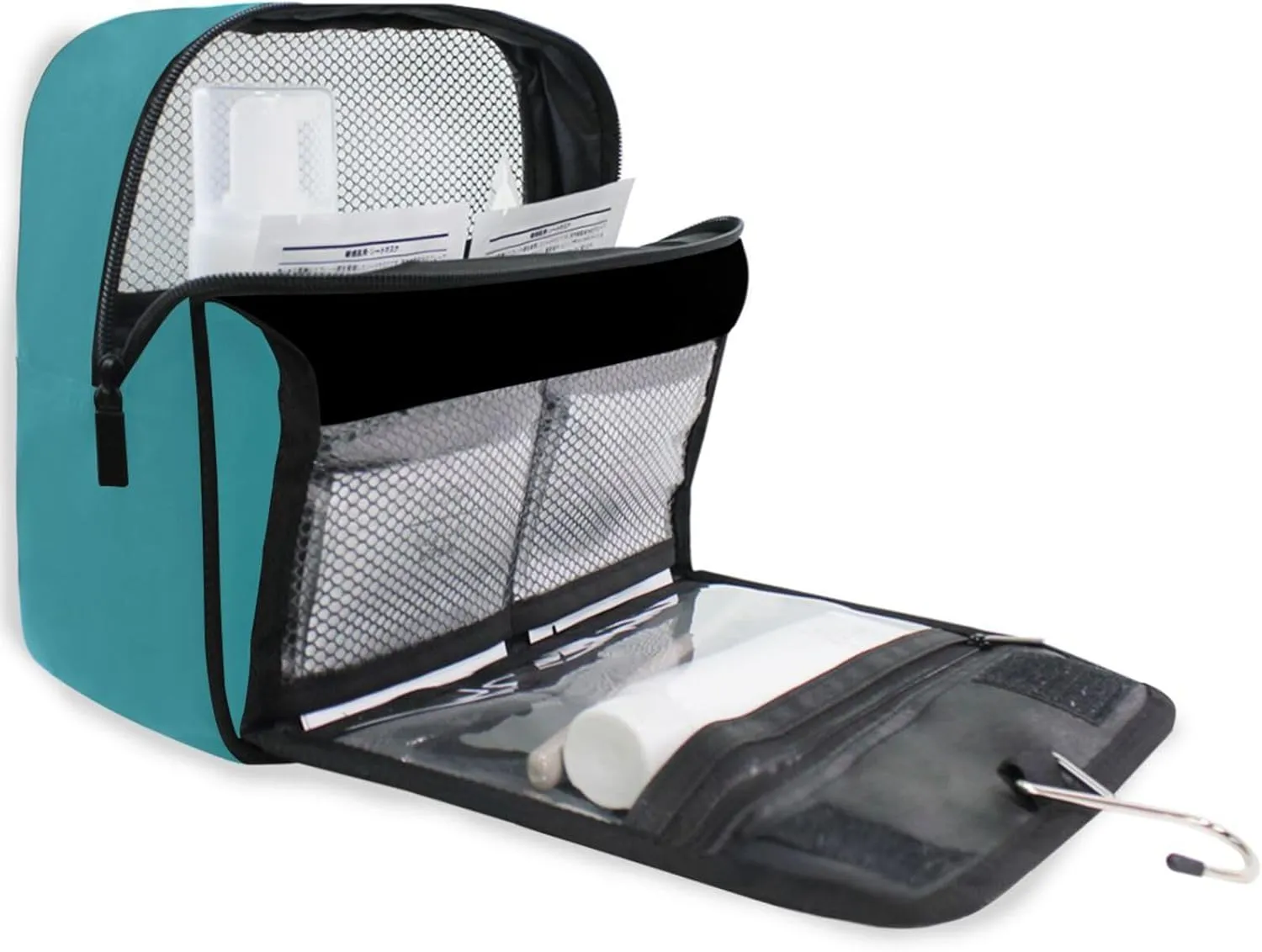 Teal Blue Custom Name Hanging Toiletry Bag Personalized Makeup Cosmetic Bag Travel Toiletry Organizer Large Capacity Cosmetic Case for Brush Toiletries Shaving Storage