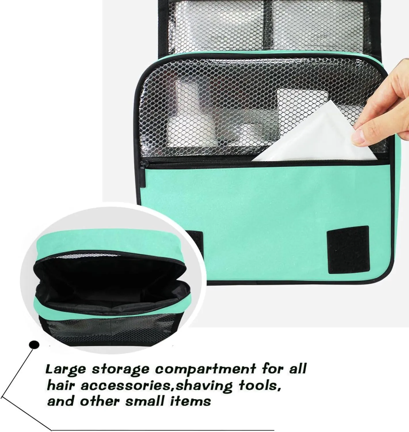 Teal Custom Hanging Toiletry Bag Personalized Initial Name Makeup Cosmetic Bag Cosmetic Case Large Capacity Travel Toiletry Organizer for Brush Toiletries Shaving Storage
