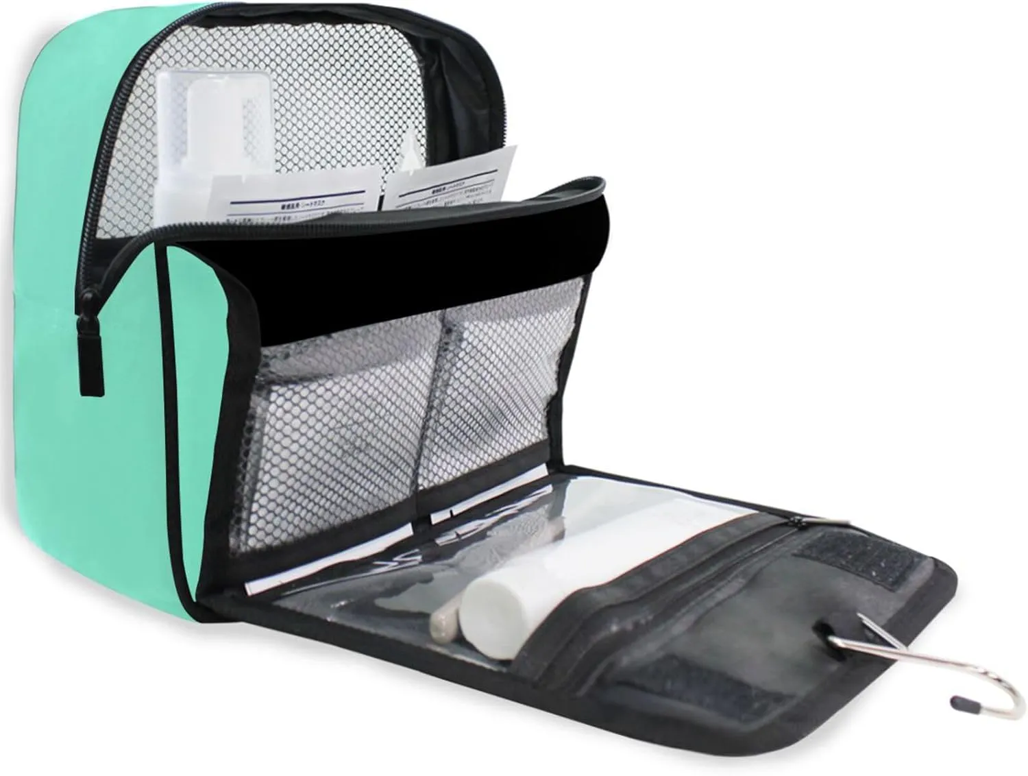 Teal Custom Hanging Toiletry Bag Personalized Initial Name Makeup Cosmetic Bag Cosmetic Case Large Capacity Travel Toiletry Organizer for Brush Toiletries Shaving Storage