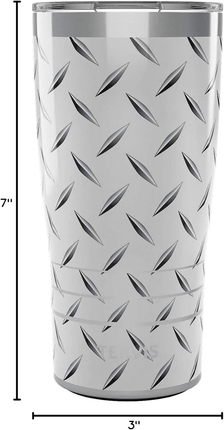 Tervis Traveler Diamond Plate Triple Insulated Insulated Tumbler Travel Cup Keeps Drinks Cold & Hot, 20oz, Stainless Steel