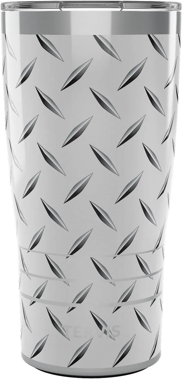 Tervis Traveler Diamond Plate Triple Insulated Insulated Tumbler Travel Cup Keeps Drinks Cold & Hot, 20oz, Stainless Steel