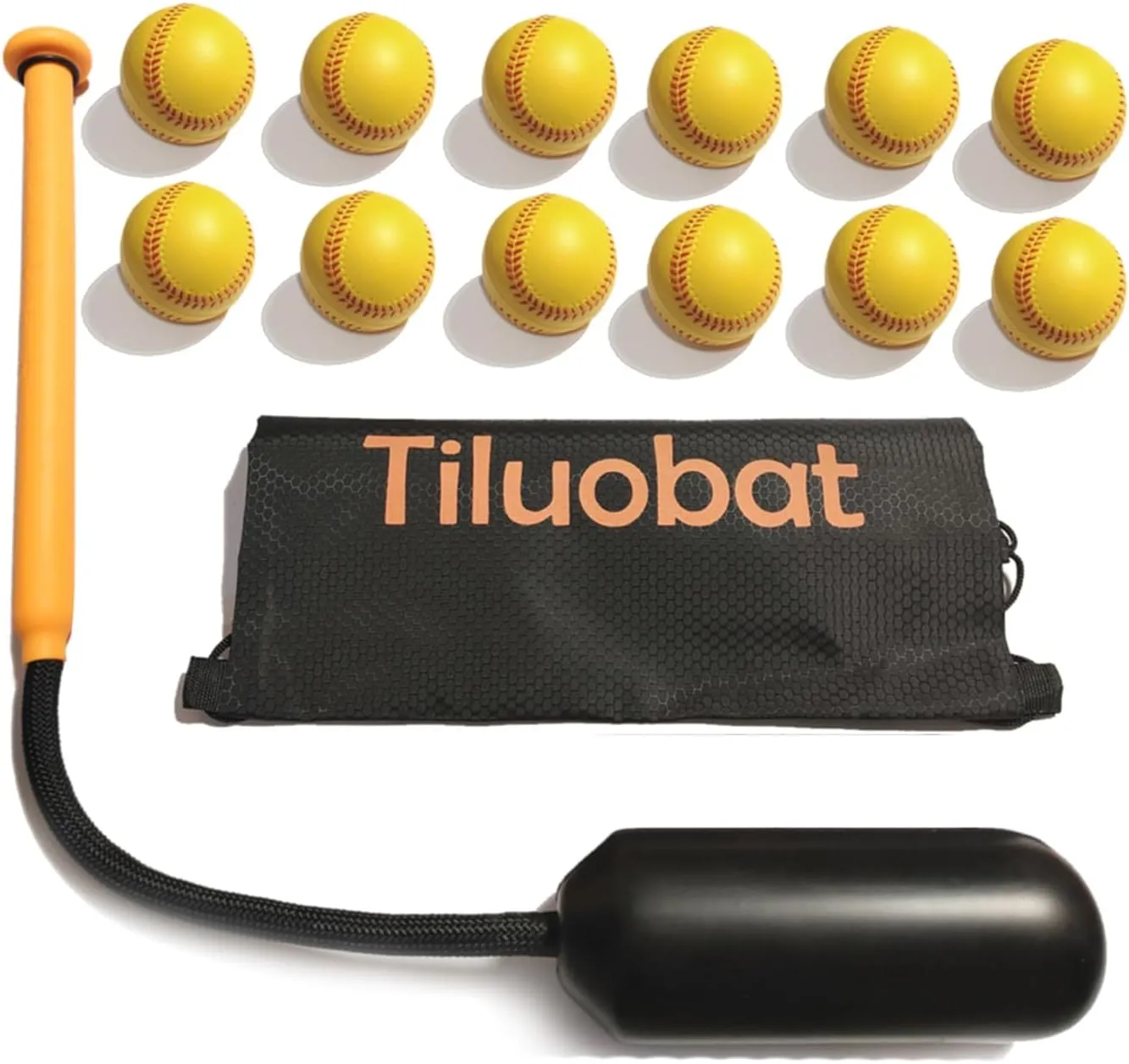 The Yellow Baseball Rope Swing Training bat Comes with 12 Training Balls and 1 bat