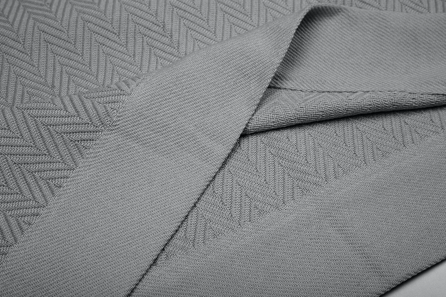 Threadmill Luxury Cotton Blankets for King Size Bed | All-Season Cozy 100% Cotton King Size Blanket | Herringbone Soft Fall Thermal Blanket fits California King Size Bed | Dark Grey