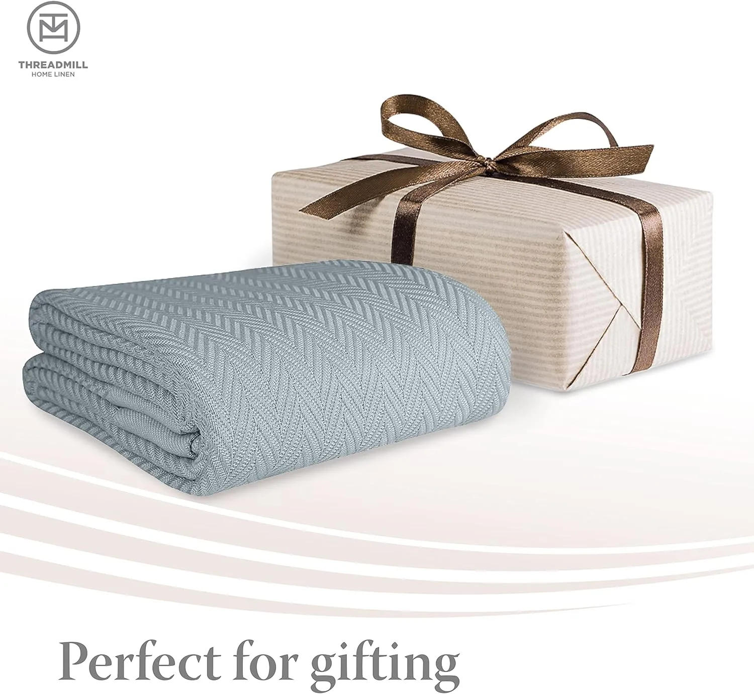 Threadmill Luxury Cotton Blankets for King Size Bed | All-Season Cozy 100% Cotton King Size Blanket | Herringbone Soft Fall Thermal Blanket fits California King Size Bed | Dark Grey