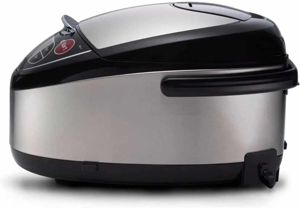 Tiger Corporation JAX-T10U-K 5.5-Cup (Uncooked) Micom Rice Cooker with Food Steamer & Slow Cooker, Stainless Steel Black