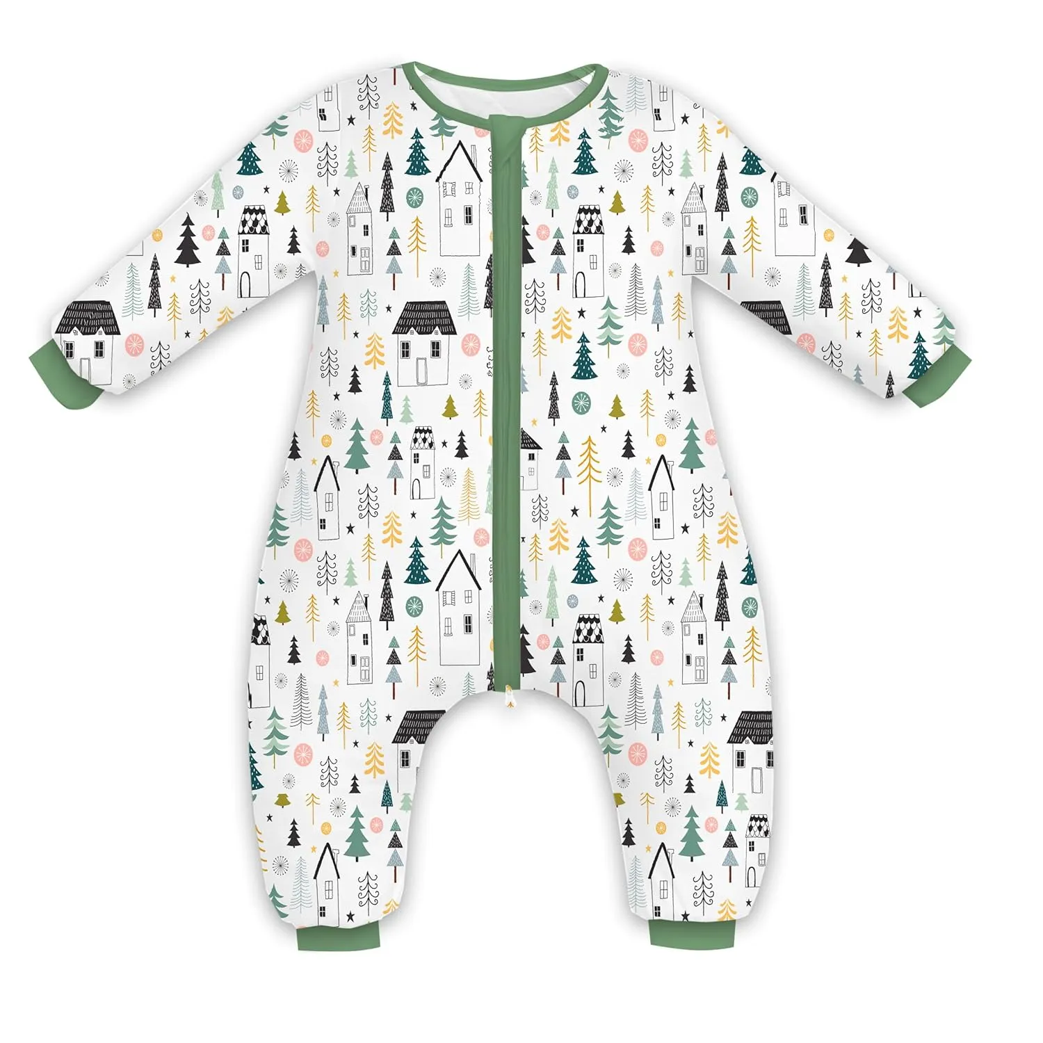 Toddler Sleep Sack,Winter Long Sleeve Sleep Sack 2.5Tog, Toddler Sleep Sack with Feet, Baby Sleep Bag Winter, Wearable Blanket with Legs for Early Walkers(Green Forest,9M-2T)