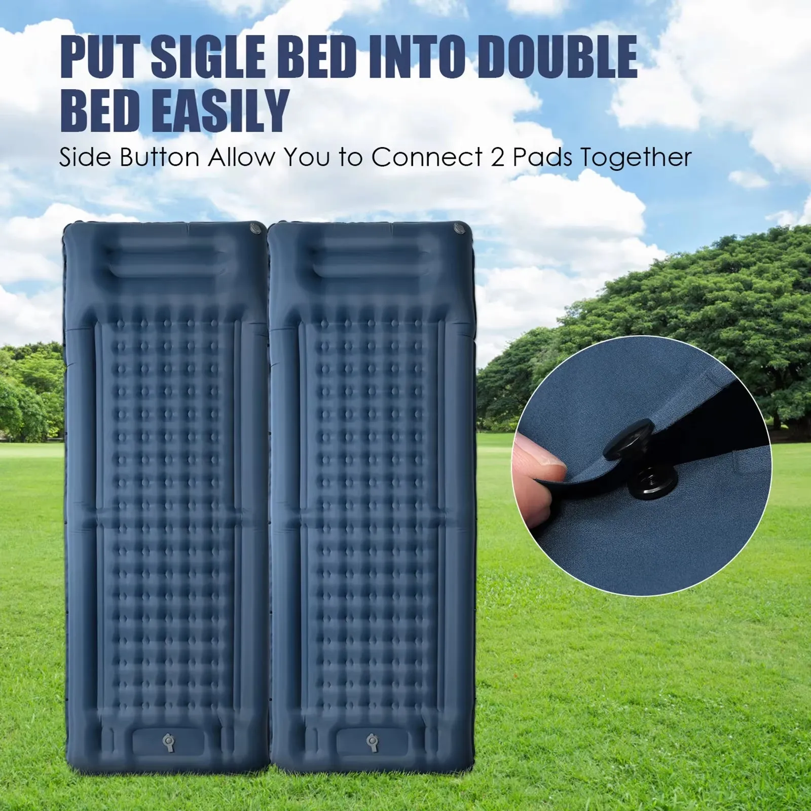 Tomshoo Inflatable Sleeping Pad Extra Thick 4In Self-Inflating Mats Air Mattress W Built-In Pump for Camping Backpacking Travel
