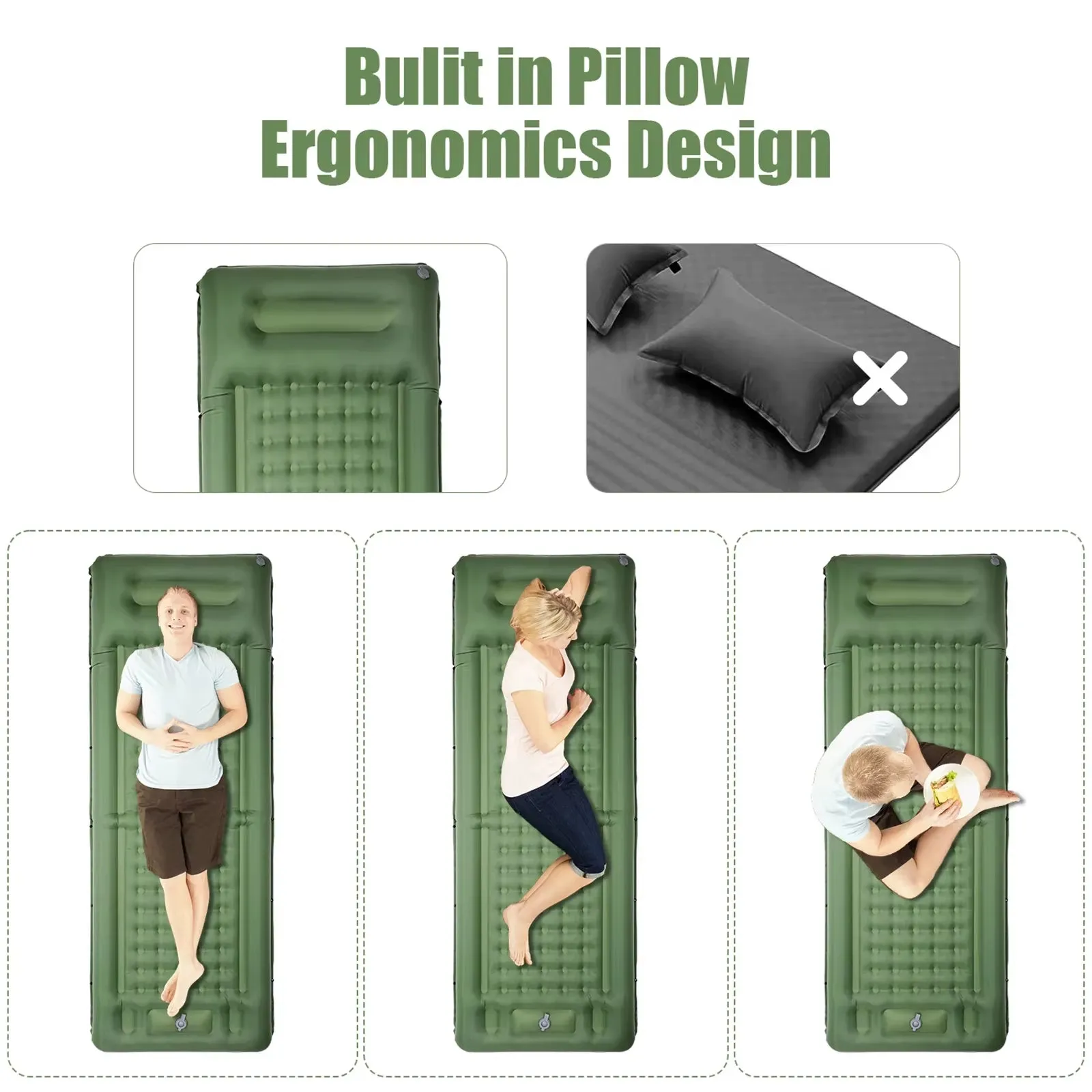Tomshoo Inflatable Sleeping Pad Extra Thick 4In Self-Inflating Mats Air Mattress W Built-In Pump for Camping Backpacking Travel