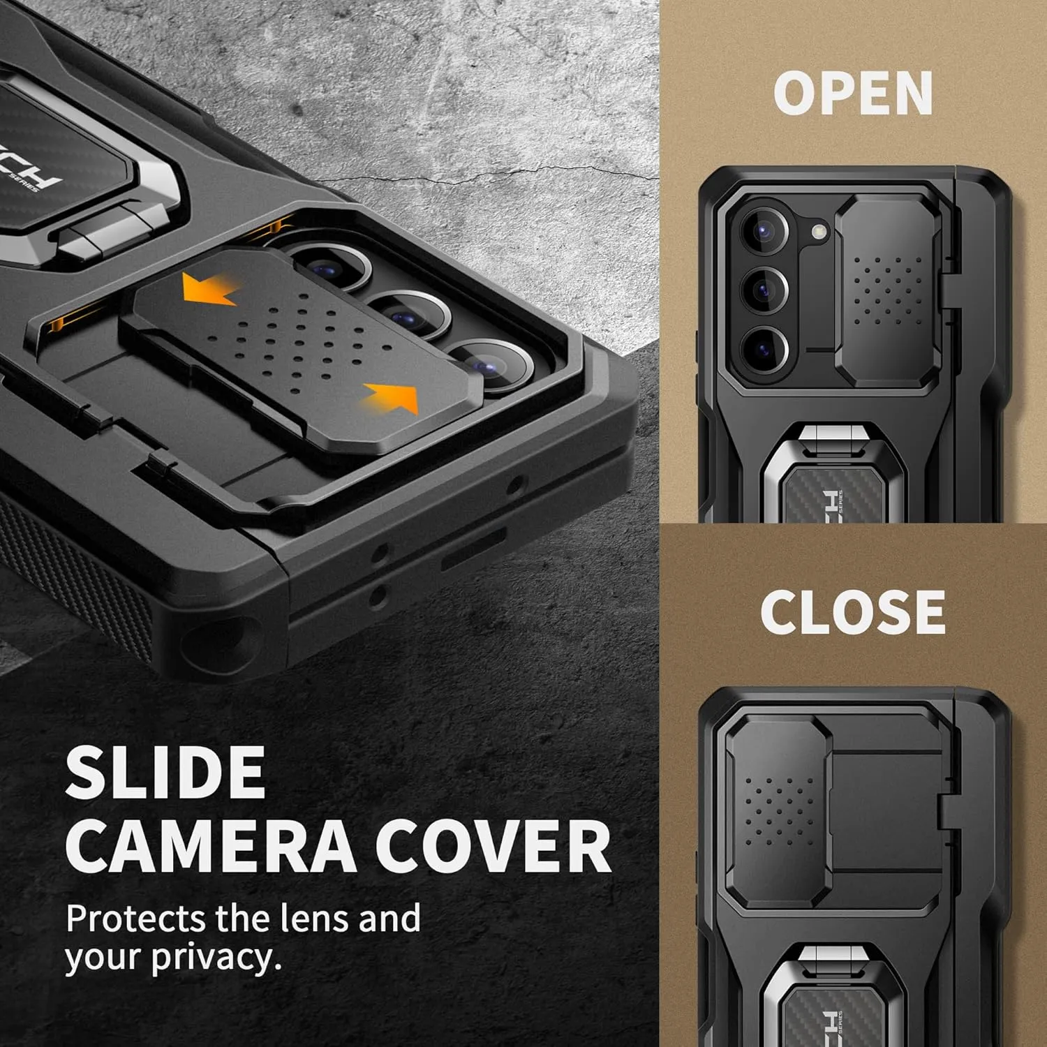 TONGATE for Z Fold 6 Case with Ring Stand, Built-in S Pen Holder & HD Glass Screen Protector Rugged Z6 Phone Case with Slide Camera Cover & Belt Clip for Samsung Galaxy Z Fold 6 2024, Black HD Film