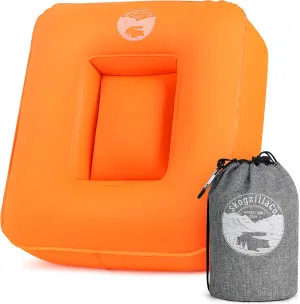 TrailNeck 1.0 Inflatable Camping Pillow-Small, portable, best-rated, sleeping bag camp pillow, backpacking gear, car or plane pillow, travel pillow, side sleeper pillows for adult (Orange)