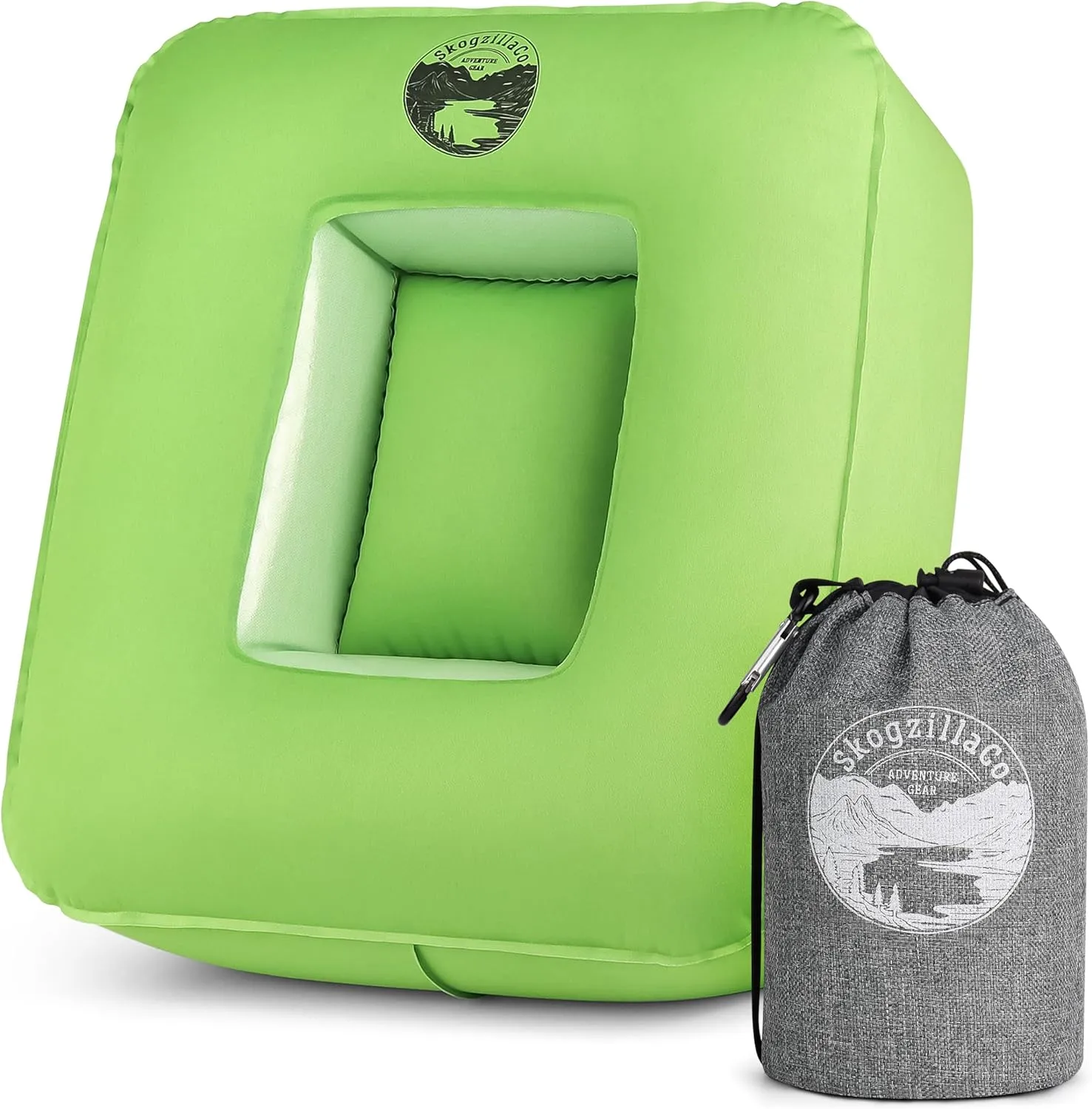 TrailNeck 1.0 Inflatable Camping Pillow-Small, portable, best-rated, sleeping bag camp pillow, backpacking gear, car or plane pillow, travel pillow, side sleeper pillows for adults (Green)