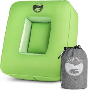 TrailNeck 1.0 Inflatable Camping Pillow-Small, portable, best-rated, sleeping bag camp pillow, backpacking gear, car or plane pillow, travel pillow, side sleeper pillows for adults (Green)