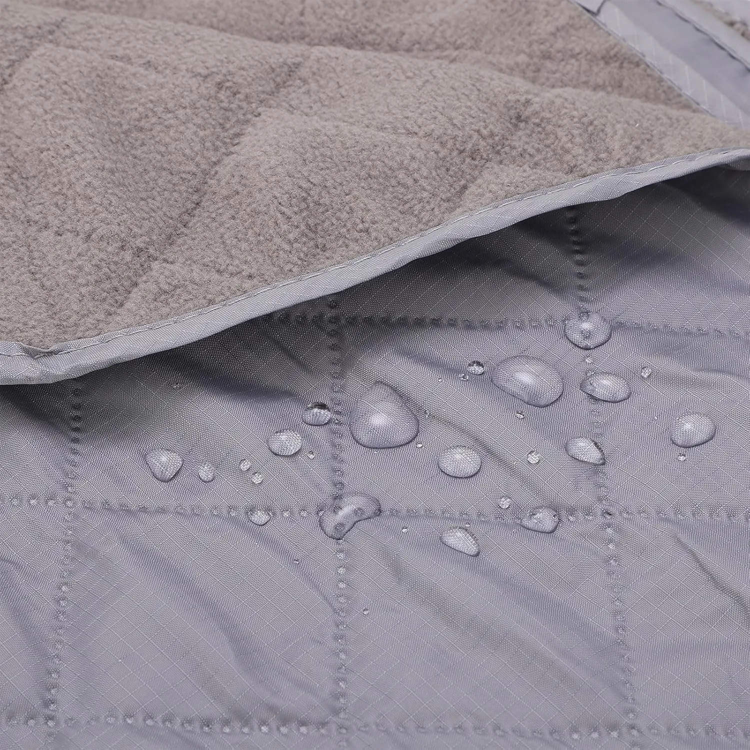 Tranqun 2 Large Outdoor Blanket 78'' x 55'' Quilted Windproof Waterproof Fleece Sandproof Stadium Foldable Warm Blanket for Camping Picnic Sporting Events Cold Weather (Gray)