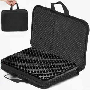 Travel Gel Seat Cushion - Foldable Waterproof Portable Pad for Airplane, Stadium, Bleacher, Kayaking, Flights, Camping, Egg Gel Pads, Ergonomic Design