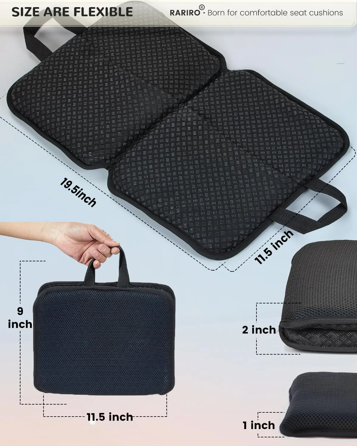Travel Gel Seat Cushion - Foldable Waterproof Portable Pad for Airplane, Stadium, Bleacher, Kayaking, Flights, Camping, Egg Gel Pads, Ergonomic Design