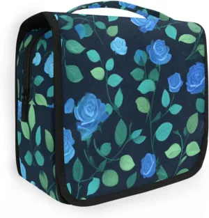 Travel Toiletry Bag Cosmetic Bag Blue Rose Watercolor Portable Hanging Cosmetic Case Traveling With Leakproof Compartment Makeup Toiletries Cosmetic Organizer for Women Men