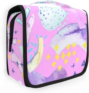 Travel Toiletry Bag Cosmetic Bag Bright Pink Unicorn Portable Hanging Cosmetic Case Traveling With Leakproof Compartment Makeup Toiletries Cosmetic Organizer for Men Women