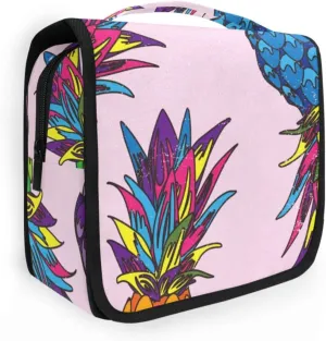 Travel Toiletry Bag Cosmetic Bag Xmas Pink Falmingo Abstract Bright Pineapple Portable Hanging Cosmetic Case Traveling With Leakproof Compartment Makeup Toiletries Cosmetic Organizer for Men Wo