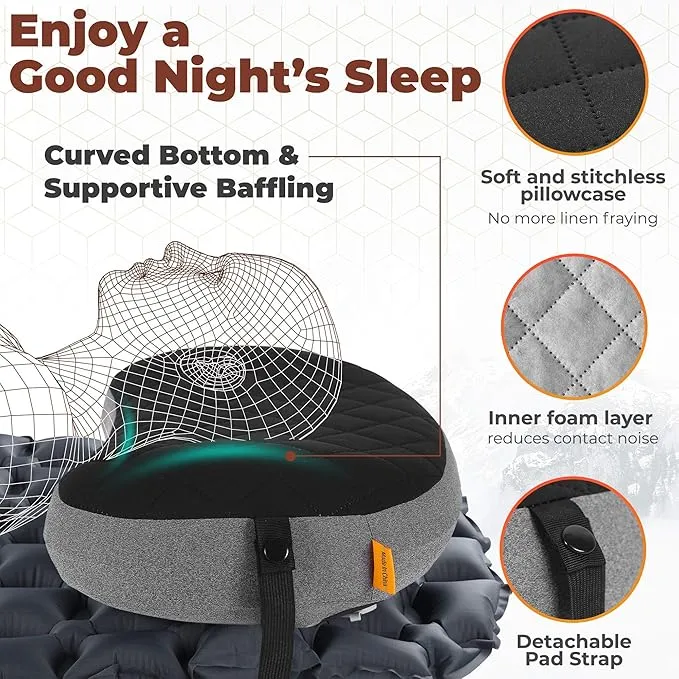 TREKOLOGY Camping Pillow with Removable Cover, Inflatable Pillow for Backpacking, Ultralight Inflatable Camp Pillows for Sleeping Portable Compact Pillow for Hiking Travel
