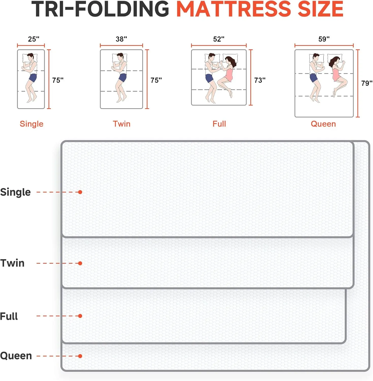 Tri Folding Mattress Twin 4 Inch, Memory Foam Foldable Mattress Topper with Storage Bag & Blanket, Portable Trifold Mattress with Breathable Washable Cover for Camping, Floor, Guest