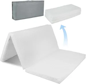 Trifold Pack and Play Mattress, 38"x26" Breathable Pack n Play Mattresses Pad, Dual-Sided Memory Foam & High Density Foam Baby Toddler Mattress for Pack n Play, Removable Cover & Travel Bag (Grey)