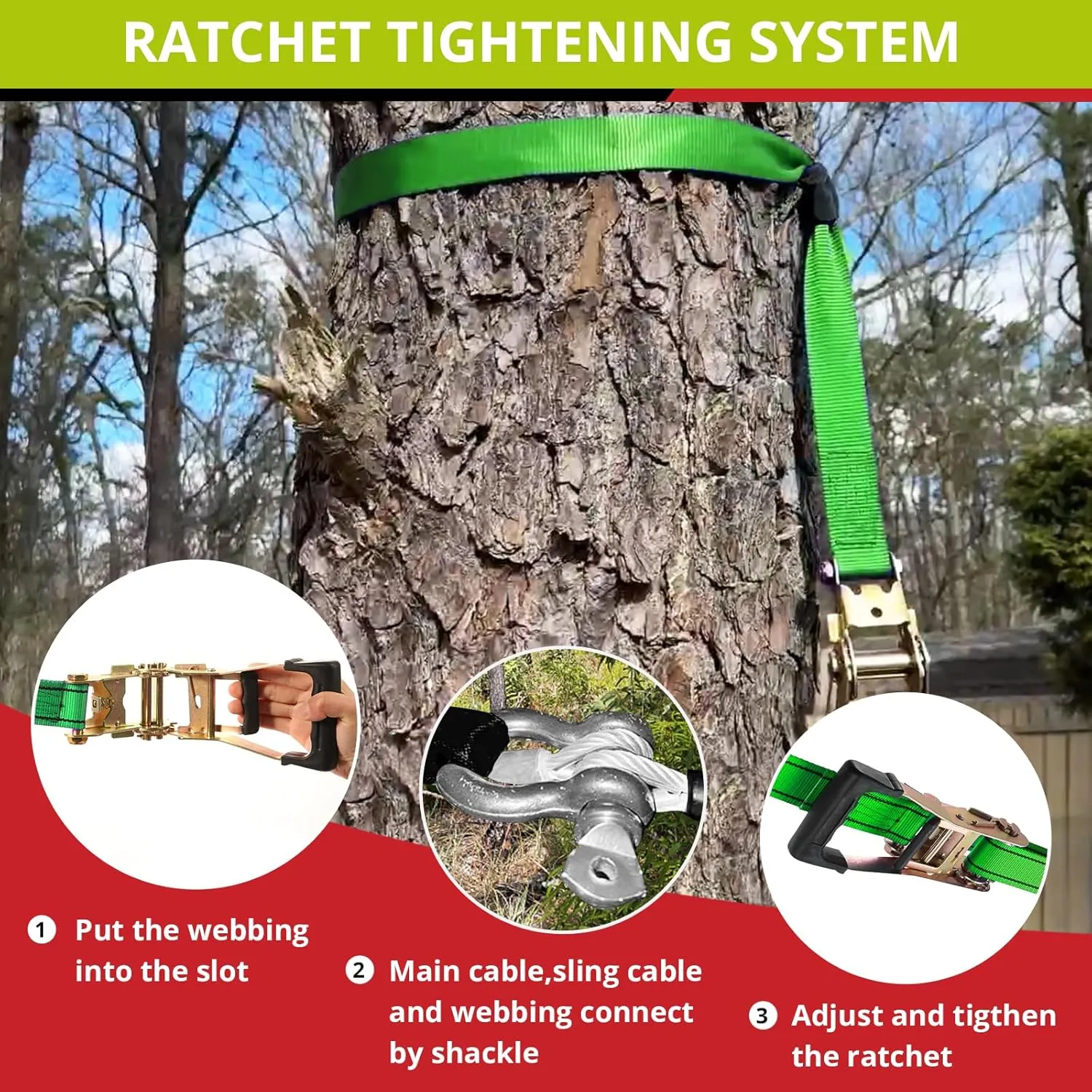 TRSMIMA Zipline Kit for Kids and Adult 200ft Zipline with Spring Brake Safety Harness Zip line Trolley Ratchet Tighten System Support 330 lbs