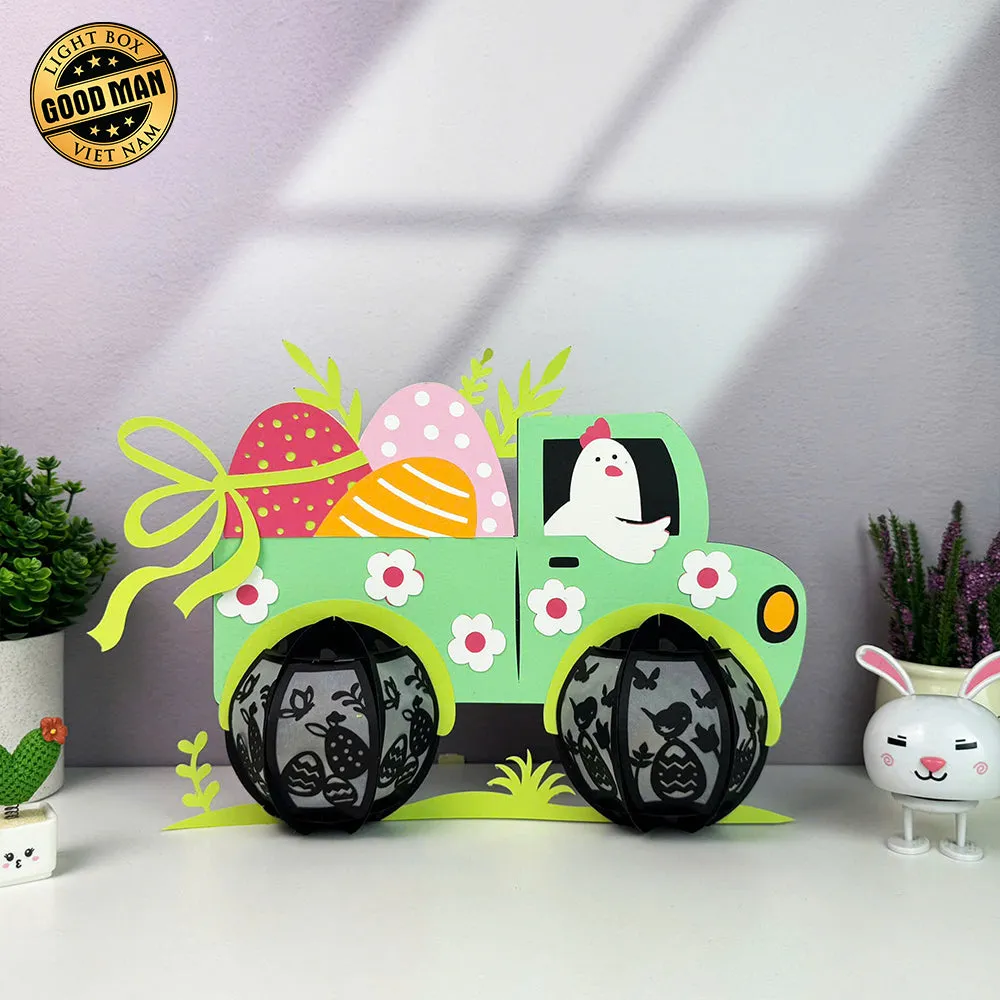 Truck Easter - Easter Truck 3D Lantern File - Cricut File - LightBoxGoodMan