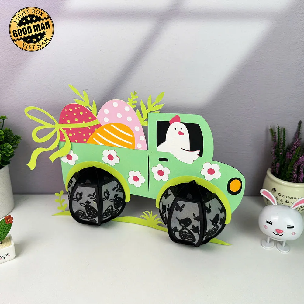 Truck Easter - Easter Truck 3D Lantern File - Cricut File - LightBoxGoodMan