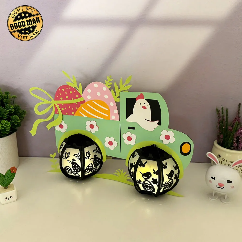 Truck Easter - Easter Truck 3D Lantern File - Cricut File - LightBoxGoodMan