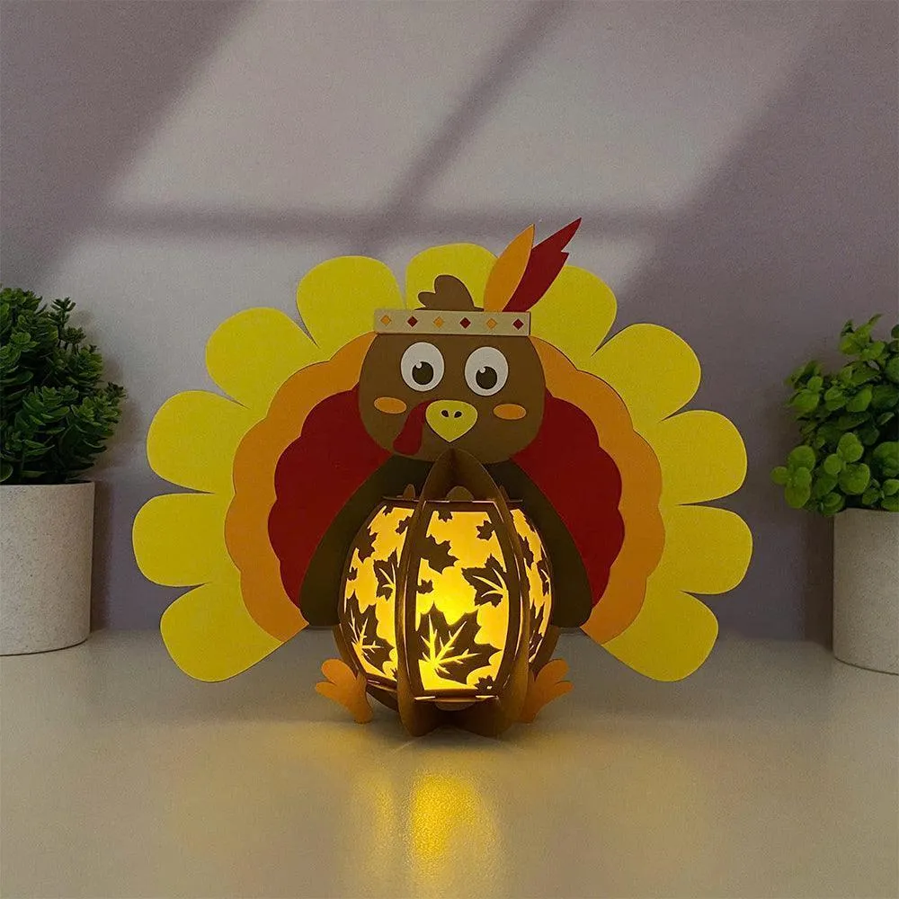 Turkey - Thanksgiving Themed 3D Lantern File - Cricut File 1 - LightBoxGoodMan