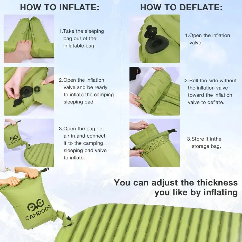 Ultralight Insulated Sleeping Pad with Inflatable Bag for Camping and Hiking