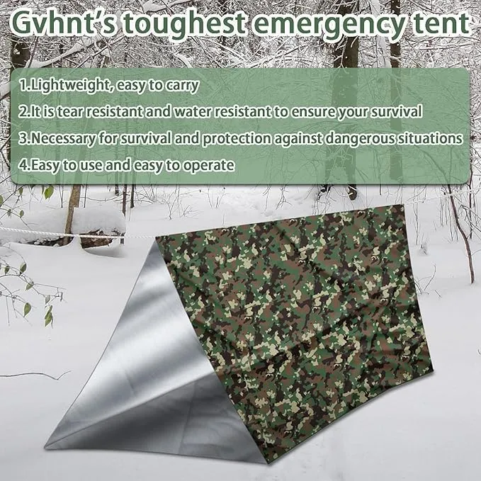 Ultralight Survival Tent 2 Person Emergency Shelter Outdoor Thick Emergency Blankets Nylon Stuff Sack Tube Tent Survival Tarp Camping & Outdoor Survival Kits for Camping Hiking Car Use