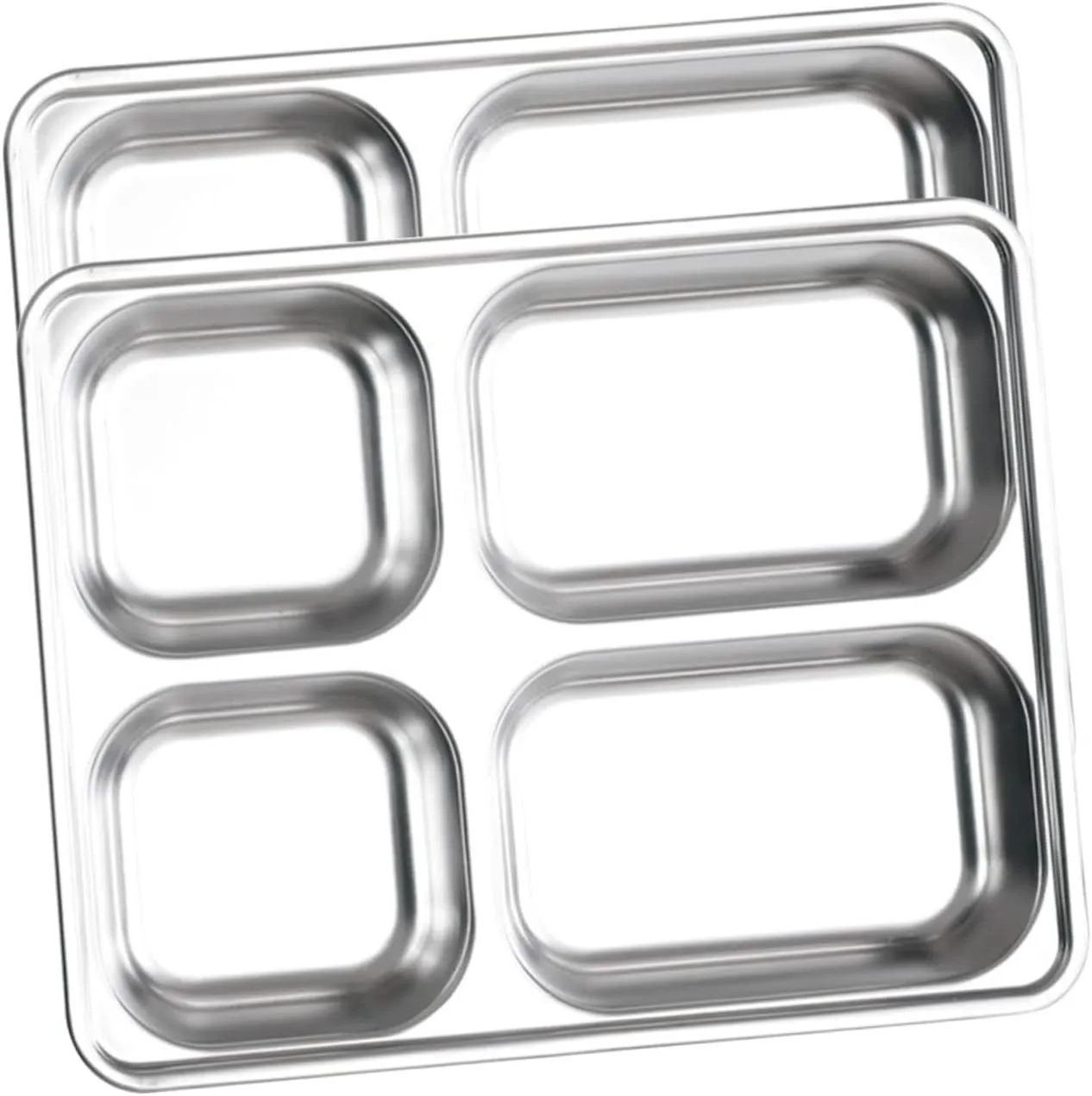 Unomor Boys and Girls Lunch Compartment Tray Stainless Steel Plate Dividers School Supplies Picnic Accessory