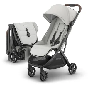 UPPAbaby Minu V3 Travel Stroller | Lightweight   Compact Design | One-Hand Fold   Unfold | from Birth   Overhead Compatible | Savannah (Pearl Gray Mélange/Carbon Frame/Chestnut Leather)
