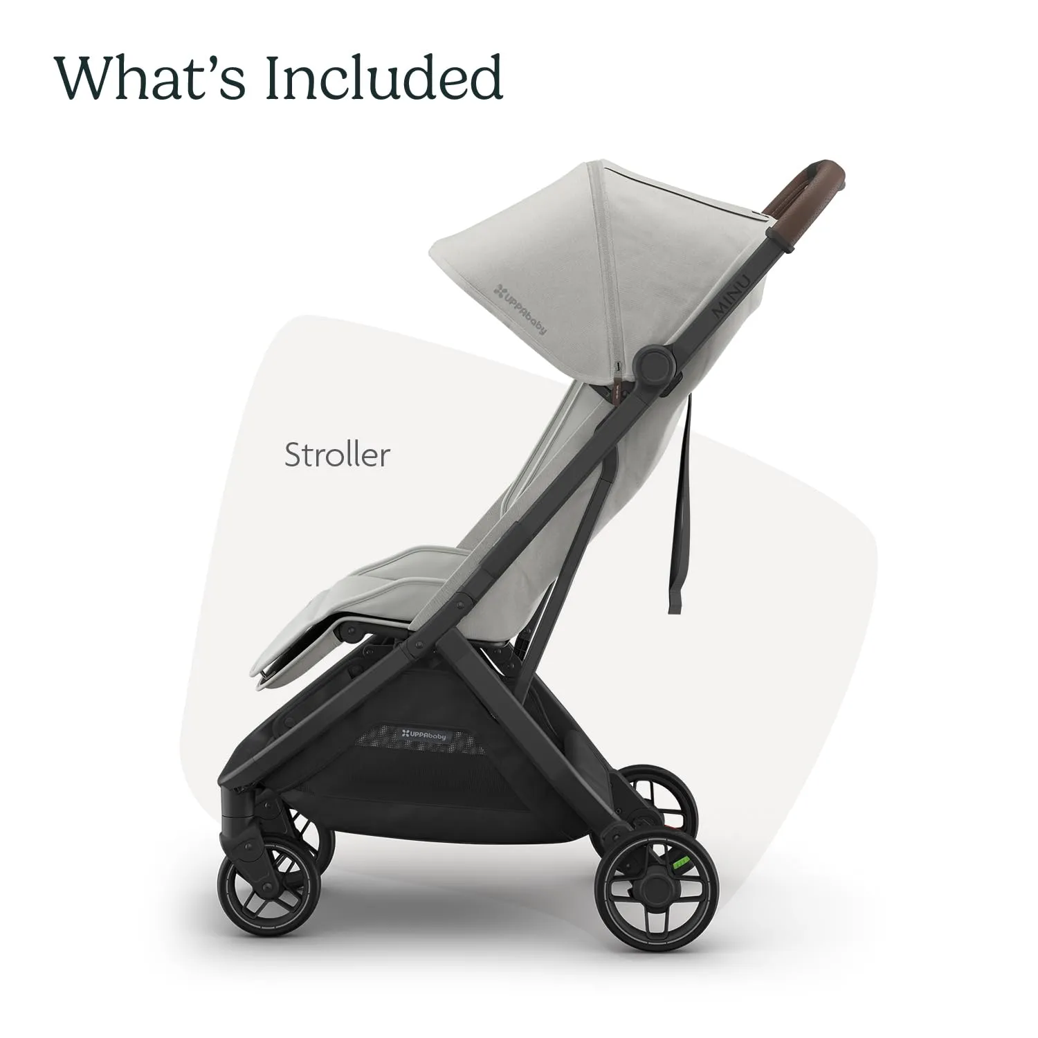 UPPAbaby Minu V3 Travel Stroller | Lightweight   Compact Design | One-Hand Fold   Unfold | from Birth   Overhead Compatible | Savannah (Pearl Gray Mélange/Carbon Frame/Chestnut Leather)