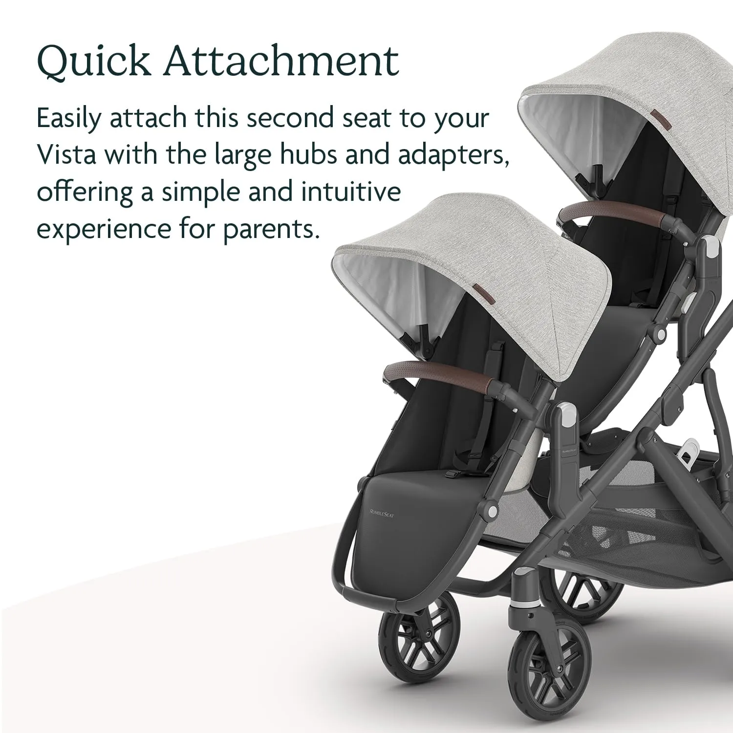 UPPAbaby RumbleSeat V2  Second Lower Seat/Compatible with Vista V2 and Vista V3 / Adapters, Bumper Bar, Bug Shield Included/Anthony (White Grey Chenille/Carbon Frame/Chestnut Leather)